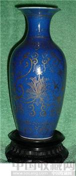 清中期祭藍描金瓶-收藏网