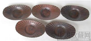 日本老铁壶茶具配件礼品椭圆贝壳纹茶托5个 -收藏网