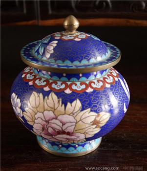 景泰蓝花卉纹罐（二）-收藏网
