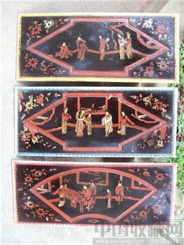 大漆画板：“郑元和路遇李亚仙....” （民国） -收藏网