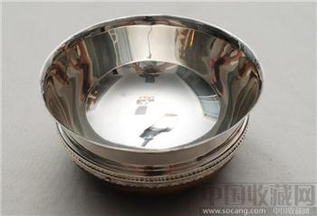 英国纯银小碗1943年錾刻碗边木质碗底谢菲尔德-收藏网
