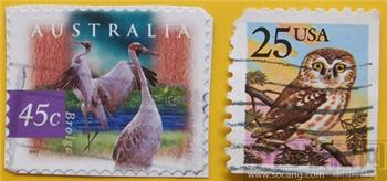 外国邮票 双枚邮票--珍稀鸟-收藏网