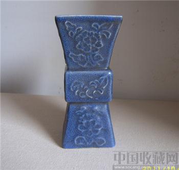辽代蓝釉哥窑方形角瓜-收藏网