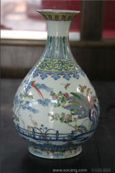 大清光绪年青花五彩描金玉壶春瓶，高32CM口径7CM-收藏网