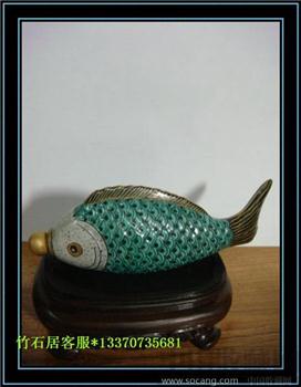 竹石居，清代瓷器鱼鼻烟壶-收藏网