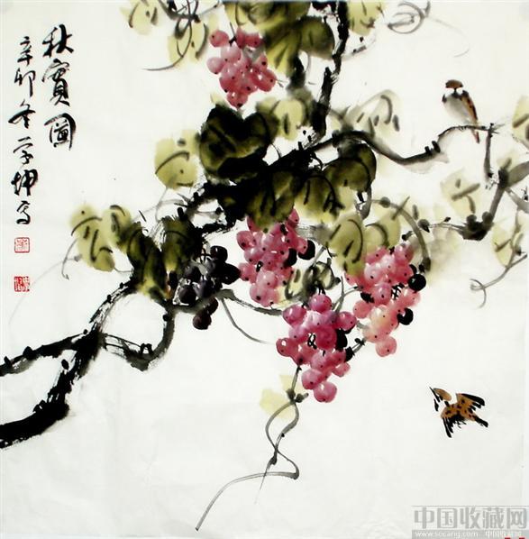 国画专攻写意花鸟,擅长画葡萄,竹子,兰花等,有&ldquo;崔葡萄&