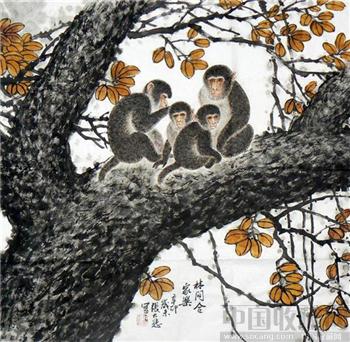 張大悲斗方工笔作品《猴》-收藏网