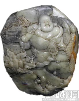 三色国石寿山石精雕弥勒佛摆件约20斤-收藏网