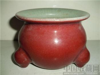 绝美的红釉瓷香炉-收藏网