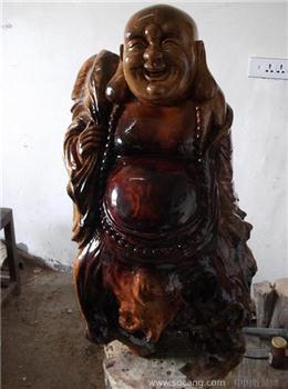 红香樟根雕弥勒佛-收藏网