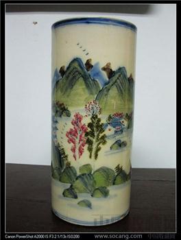 民国时期老枫溪手拉瓷----山水人物纸媒筒老枫溪美术陶瓷-收藏网