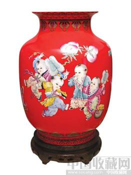 醴陵珐琅彩瓷器,首都博物馆展品,高档陶瓷收藏品,婴戏图-收藏网