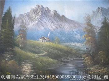 油画山景小屋静悄悄*包平 挂*-收藏网