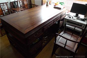 老挝大红酸枝书桌、椅-收藏网
