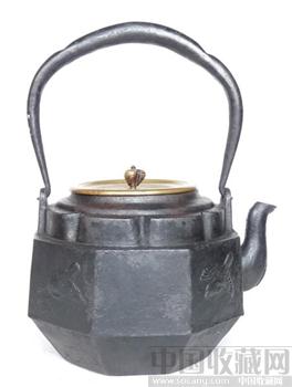 日本老铁壶铁瓶茶具茶壶金清堂六角飞鸟壶-收藏网