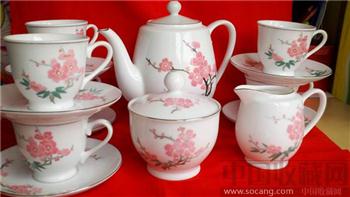 十五头梅竹咖啡茶具 蝴蝶款-收藏网