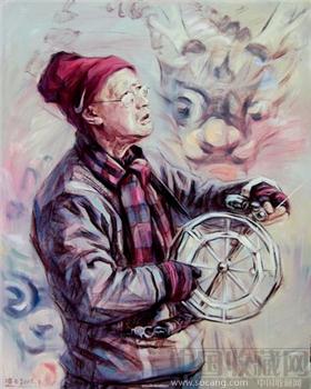 张凌云原创油画--放风筝的老人100x80cm -收藏网