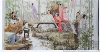 竹林七贤十字绣成品-收藏网