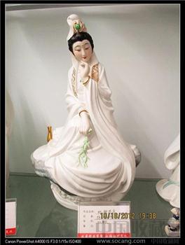 中国陶瓷艺术大师陈钟鸣（已故）八十年代作品《织柳观音》潮州老枫溪美术瓷-收藏网