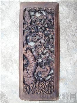 清代红木镂空雕花板：“松 鹤 延 年”-收藏网