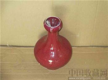 清乾隆--霁红瓜棱蒜头瓶全品完整高38-收藏网