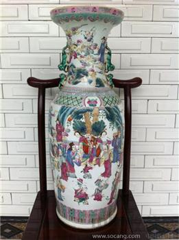 五彩人物花瓶-收藏网