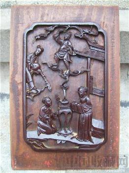 清代精雕楠木花板： “ 祈 福”-收藏网