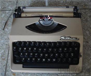老式飞鱼牌PSQ型手提式英文打字机双色打字机-收藏网