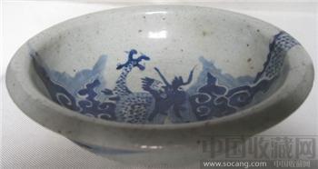 清乾隆青花折沿过墙龙纹钵 -收藏网