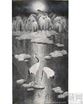 陕西冰雪画家石寒松《月寒风清 》 178*98CM-收藏网