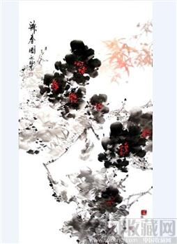 辽宁牡丹画家赵永林《墨牡丹》134x67未裱12000元-收藏网