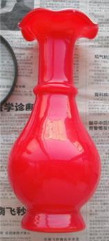 文革时期  老琉璃   红色大  花瓶-收藏网