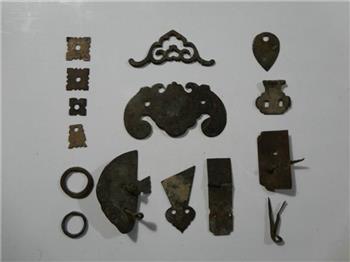 清代铜拉手铜锁环铜提耳等老铜配件16件，纯手工-收藏网