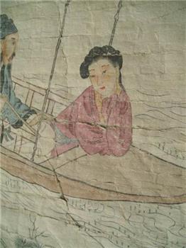 清黄均才子佳人乘船山水画 -收藏网