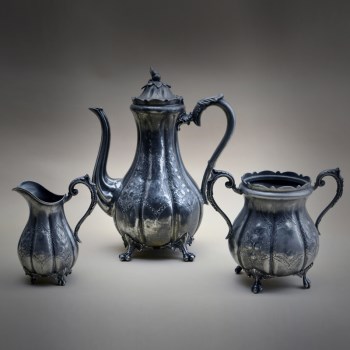 18世纪西洋银锡咖啡具3件套-收藏网