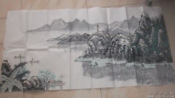 国画山水画，1986年画的，最后一张是背面照片-收藏网