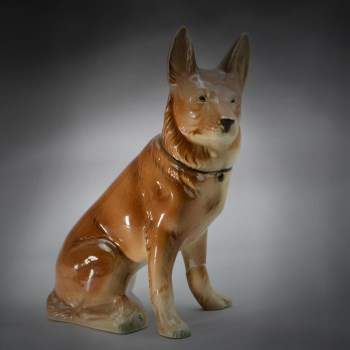 德国瓷塑牧羊犬（腿有残）-收藏网