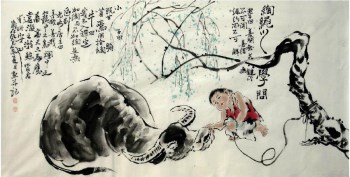 何奕兴·四尺国画人物《牧牛图》-收藏网