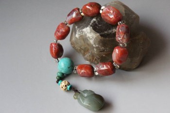 南红玛瑙大粒随形珠手珠-收藏网