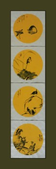 花鸟粉彩团扇四幅-收藏网
