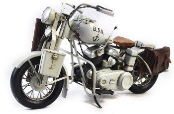 1945年灰色哈雷戴维森摩托车模型,手工铁艺-收藏网