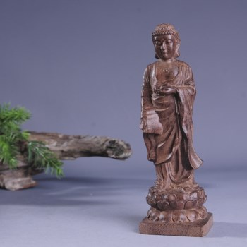 越南天然沉香木雕工艺品 15cm释迦牟尼佛像摆件 雕工精细-收藏网
