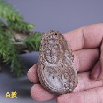 越南沉香木观音财神如来佛祖佛牌摆件手工雕刻挂件木雕工艺品-收藏网