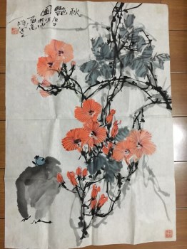 杭州周振，花鸟图68X46-收藏网